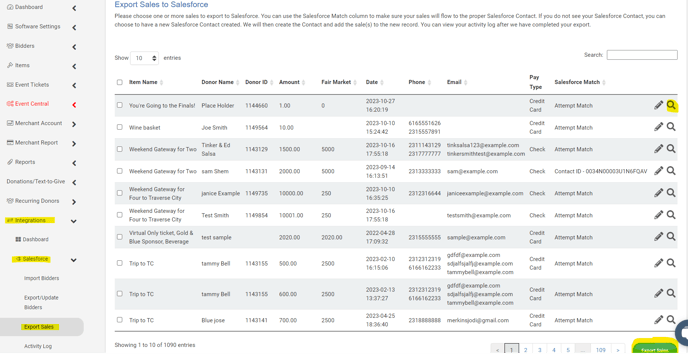 Salesforce export sales