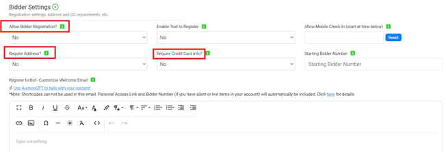 bidder settings