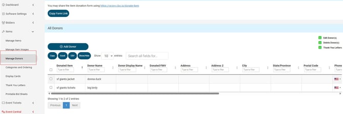 manage donors